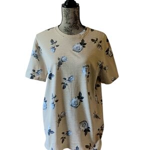 Knickerbocker women's beige floral short-sleeve top size M